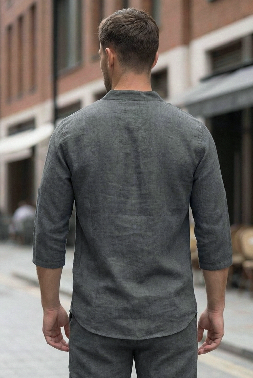 Męski Dwuczęściowy Komplet Koszula i Spodnie o Swobodnym Kroju | Tomasz – Ciemnoszary