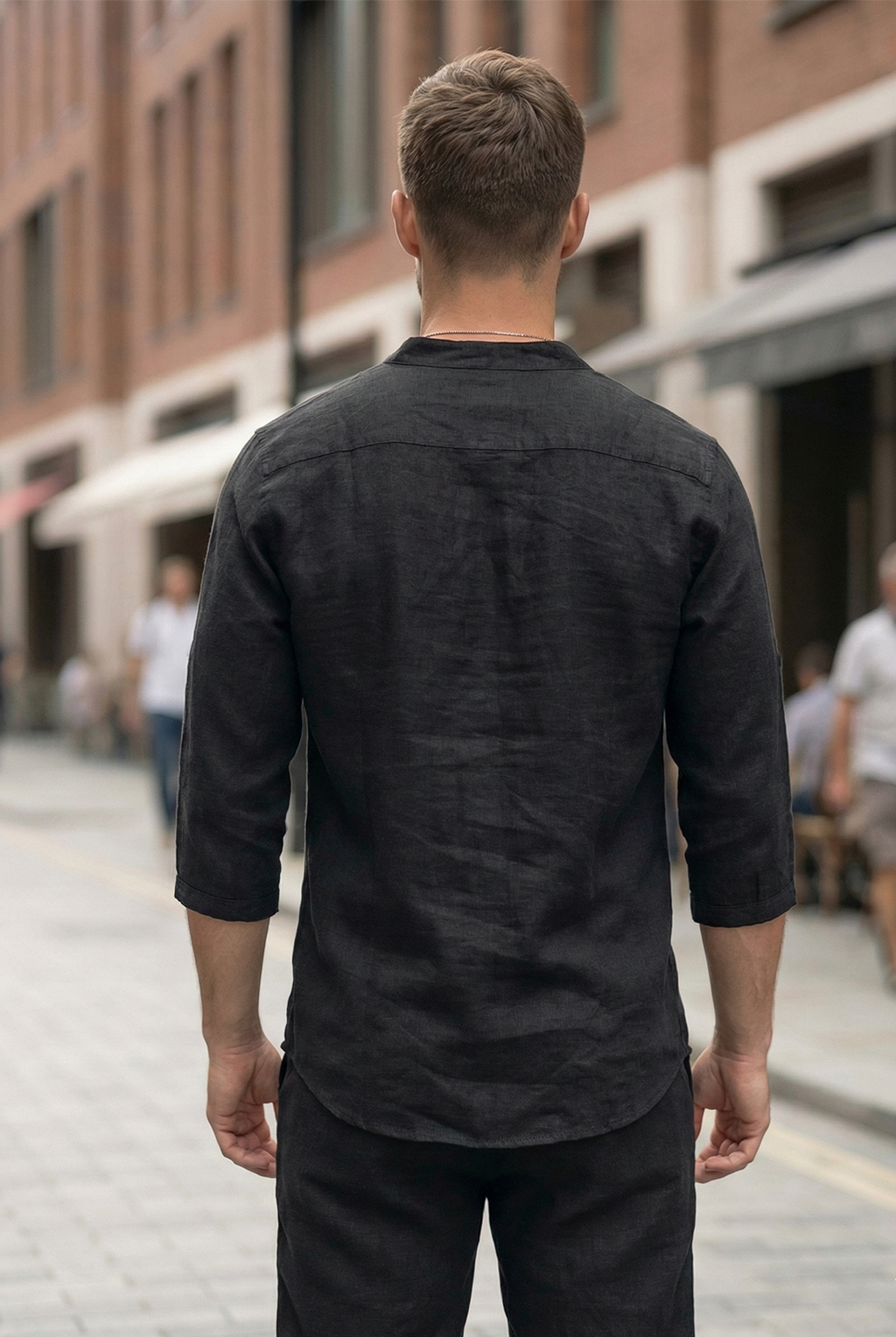 Męski Dwuczęściowy Komplet Koszula i Spodnie o Swobodnym Kroju | Sebastian – Czarny