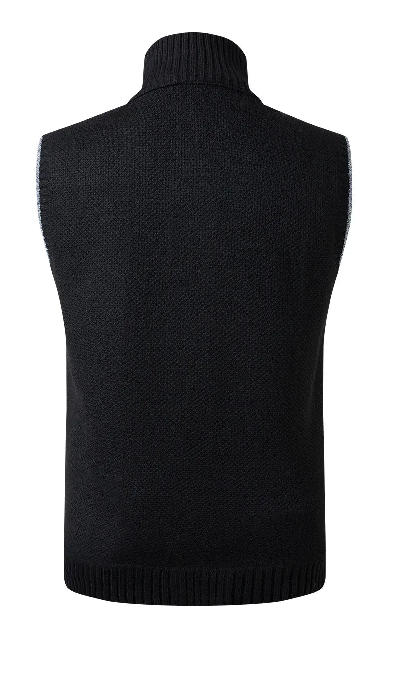 Męska Kamizelka Dzianinowa z Podszewką | Stefan – Czarny