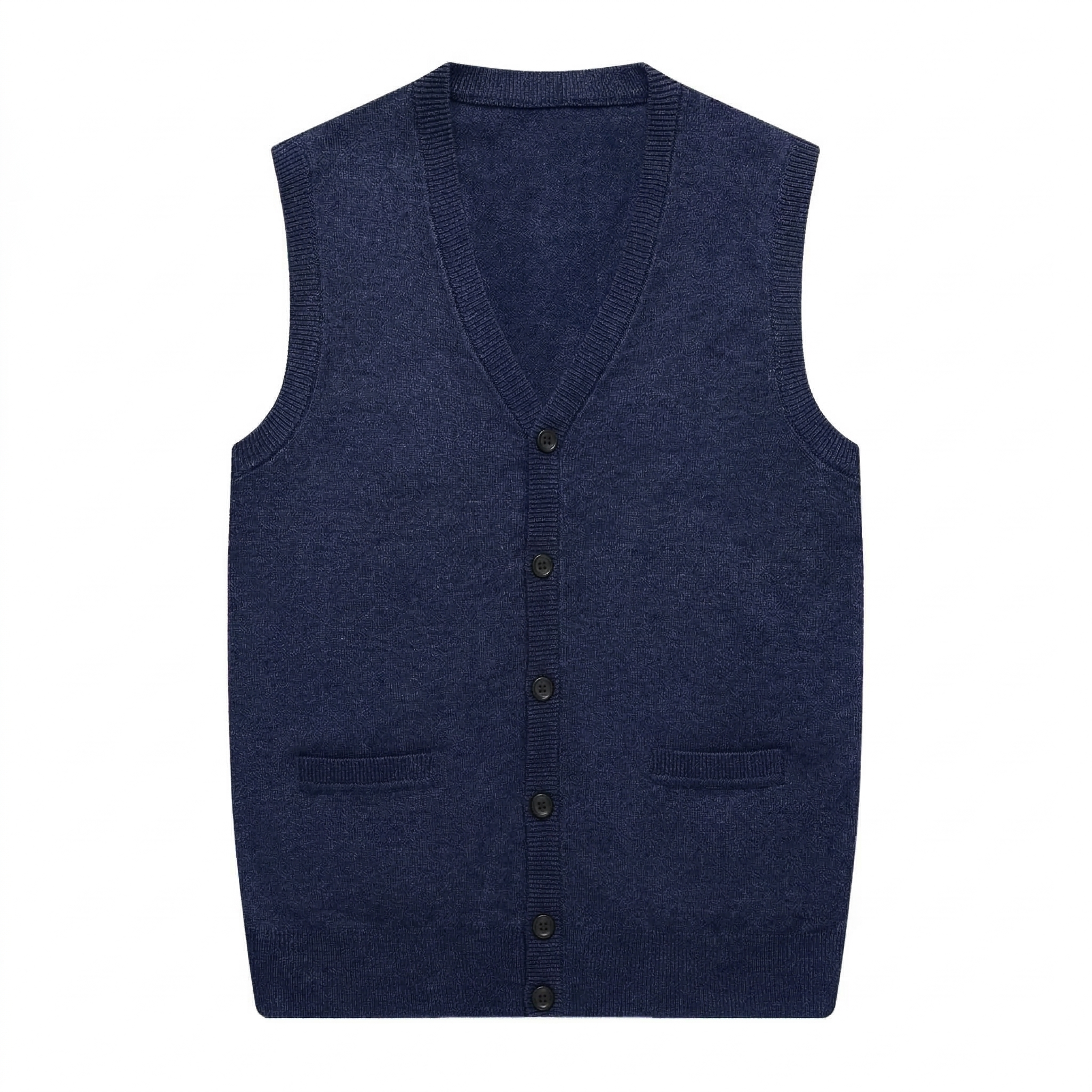 Męska Wełniana Kamizelka o Dopasowanym Kroju | Oliwier – Granatowy