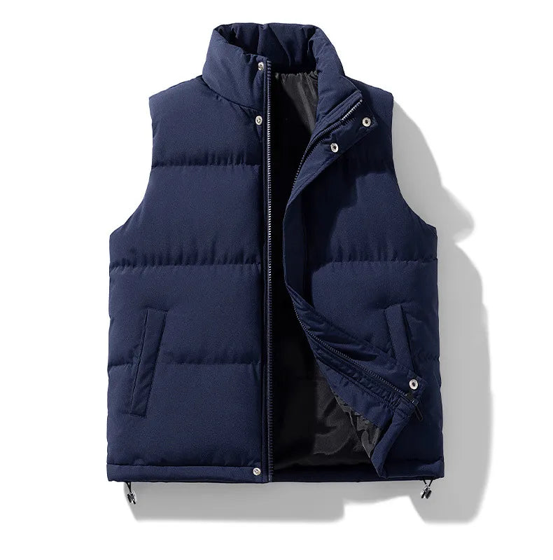 Męska Kamizelka Pikowana z Wysokim Kołnierzem | Olaf – Granatowy